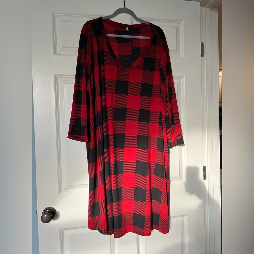 Red Buffalo Check A-Line Dress - size 5x pockets by Cooper Road Collection